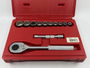 New Old Stock PROTO USA made TorquePlus 12pc High Polish 1/2" Dr 12 pt Socket Set with Ratchet  7/16" - 1" Range