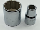 New Old Stock PROTO USA made TorquePlus 12pc High Polish 1/2" Dr 12 pt Socket Set with Ratchet  7/16" - 1" Range