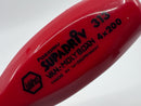 HUGE New Old Stock WIHA No. 313 W. Germany SOLID RED Handled POZIDRIV 4 x 200 SUPADRIV  Screwdriver - Cardon Tools