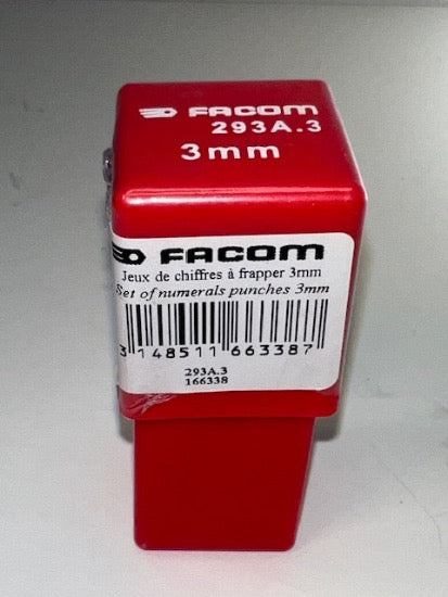 FACOM 293A.3 9pc Number Punch Set  for Metal Fabricators 3mm Numeral Height