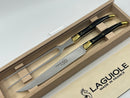 New Old Stock Laguiole Made in France Ebony Handled Carving Boxed Presentation Set