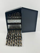 New Old Stock  USA made 26pc 135˚  Split Point M42 Cobalt Drill Bit Set with Heavy Duty Gold Finish