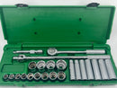 New Old Stock SK Tools USA made SUPERKROME 23 pc 1/2" Socket Set IMPERIAL