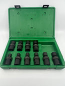 New Old Stock SK S-K USA made 10 pc 1/2" Drive UNIVERSAL Impact Socket Set 10mm - 19mm Range No.34351