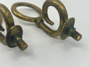 Pair of Unusual Antique Solid Brass Heavy Horse Harness Curly Cue Fittings 5-3/8" Overall