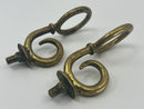 Pair of Unusual Antique Solid Brass Heavy Horse Harness Curly Cue Fittings 5-3/8" Overall