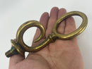 Pair of Unusual Antique Solid Brass Heavy Horse Harness Curly Cue Fittings 5-3/8" Overall