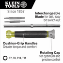 Klein Multi-Bit Electronics Screwdriver, 4-in-1, TORX® Bits 32585 - Cardon Tools