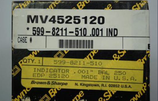 New Old Stock  Brown & Sharpe USA .250" range 599-8221-510 Dial Indicator .001" Grad