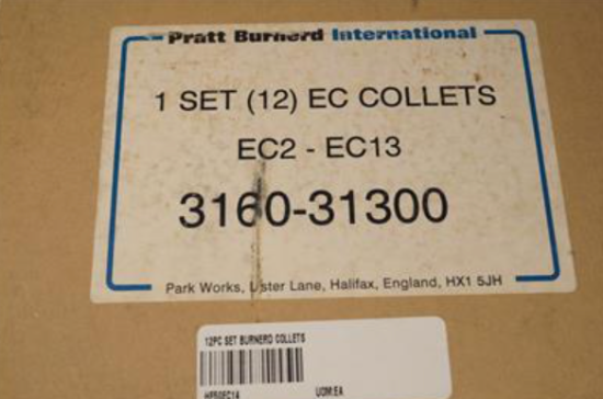 Pratt Burnerd UK Made 12 Pc EC MultiSize Chuck Collet Set. EC2-EC13