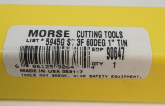 Morse Cutting Tools USA 1" Solid Carbide TiN Coated 60° Helix 3 Flute End Mill 90647