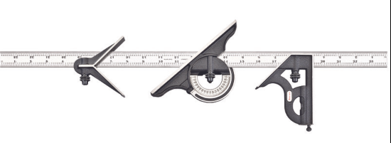 Starrett 435-24-4R 24" Combination Set with Square, Center and Reversible  Protractor and Blade