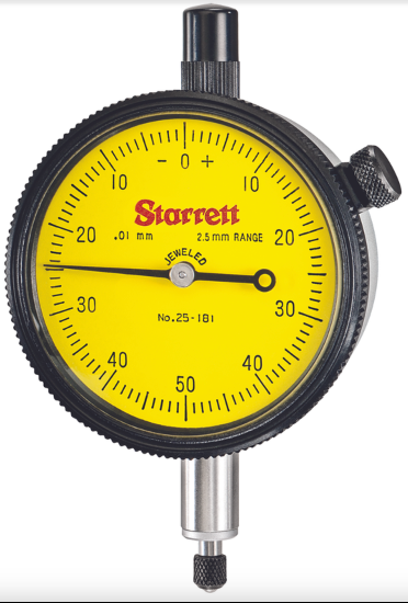 Starrett 25-181J 2.5mm  Range METRIC Dial Indicator .01mm Grad with Lug Back USA Made