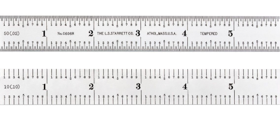 Starrett C606R-12 6R 12" Spring Tempered Steel Rule with Inch Graduations