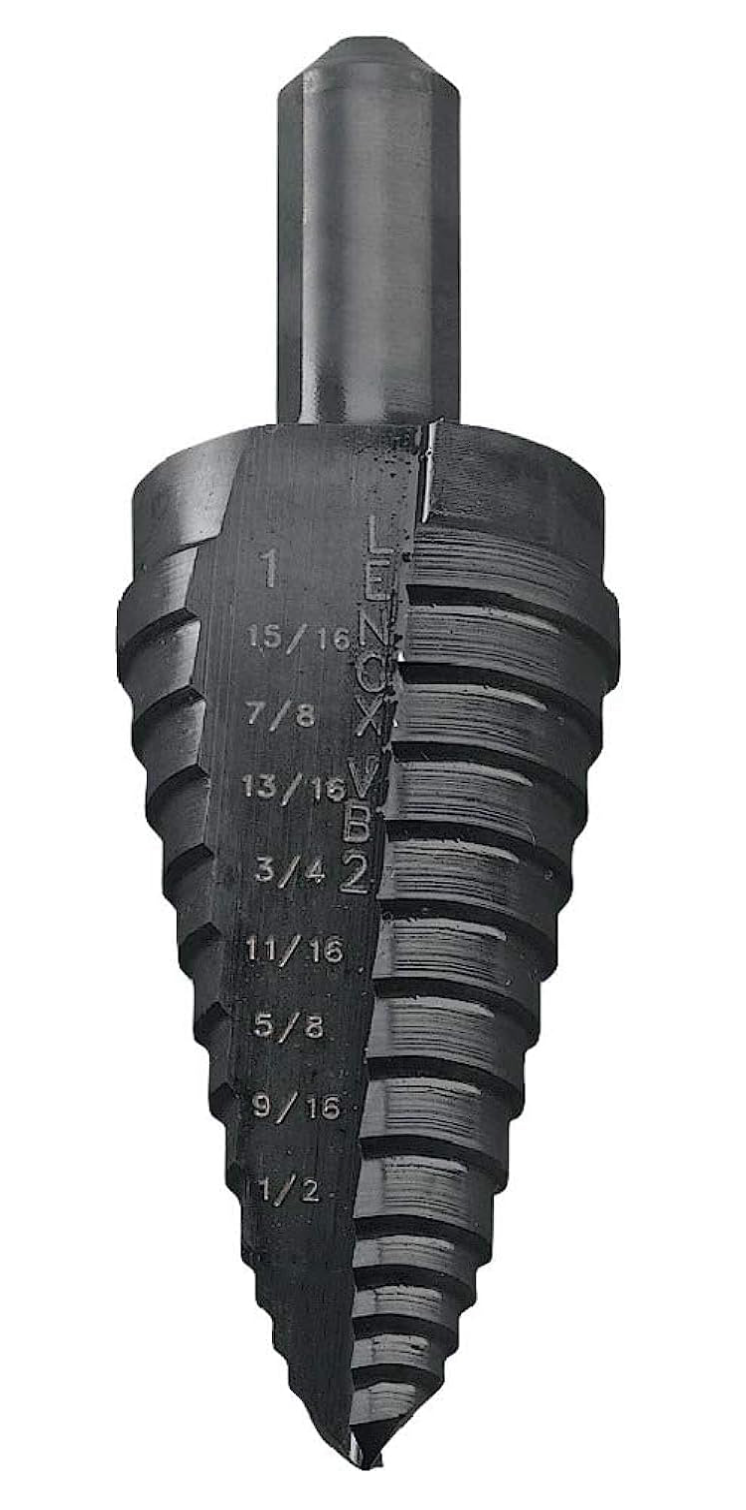 LENOX VB2 9 sizes Step Drill Bit, 1/2-Inch to 1-Inch Range with 3/8-Inch Shank USA Made