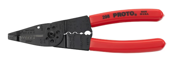 Proto USA Made 10-22 AWG Wire Stripper Crimper Pliers - 8-1/4" J298