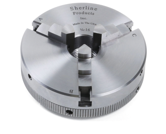 Sherline USA Made 3.1″ 3-Jaw Chuck 3/4"-16 TPI 