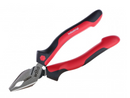 Pair of pliers with red and black handles on a white background