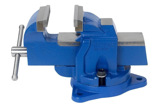 Irwin  Record 4" Workshop Bench Vice With Anvil, Swivel Base Vise