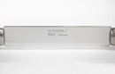 Stainless steel knife blade with 'Morakniv' branding on a white background