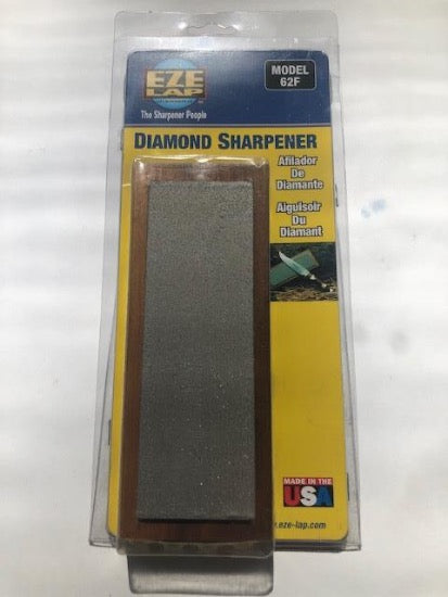 EZE-LAP USA made 62F Fine Diamond Knife / Tool Sharpening Stone on Walnut Base