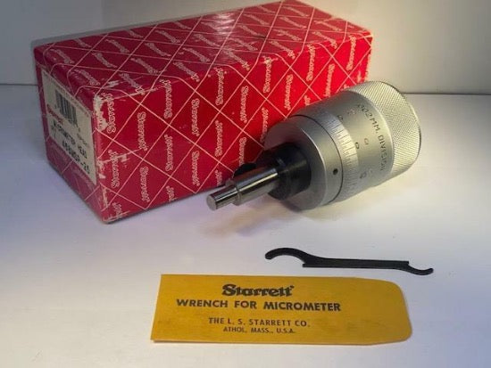Pristine Starrett USA Super-Precision Micrometer Head. .002mm Grad, 25mm Range 
