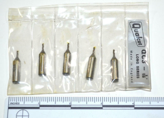 5 NEW QUALCUT UK Watchmakers Unimat 1/16" HSS MICRO End Mills 1/4" Shank - Cardon Tools