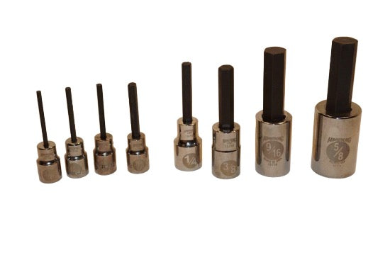  Armstrong 8pc 1/8" to 5/8" Hex bit set. 1/4" and 1/2" drive. USA MADE !