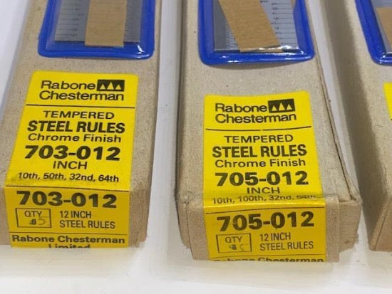 8 pc SET Different New Old Stock Rabone Chesterman UK made Rules 12" and 6" Rigid & Flexible