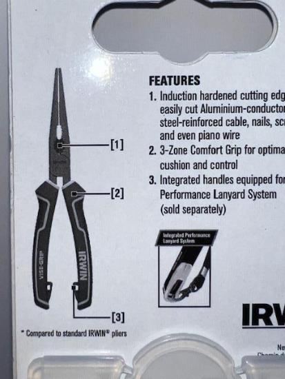 NEW Old Stock Irwin Vise-Grip GERMAN Made 1950507 8″ Needle Nose Pliers Cuts PIANO wire !