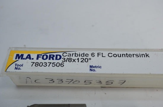 M.A. Ford Carbide 6 Flute CARBIDE Chatterless Countersink 3/8" x 120° Drill Bit