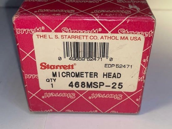 Pristine Starrett USA Super-Precision Micrometer Head. .002mm Grad, 25mm Range