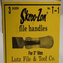 6  Lutz USA Made T-1 Skroo-Zon Birch Wood  File Handles for 3" Files - Cardon Tools