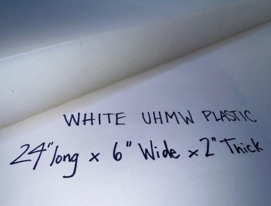 White 2" x 6" x 24" UHMW  Machinable Plastic Bar Sheet