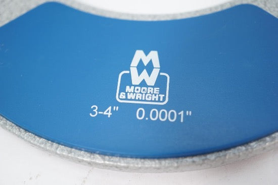 Moore & Wright 3-4"  Micrometer. .0001" Grad. Carbide Faces c/w Standard