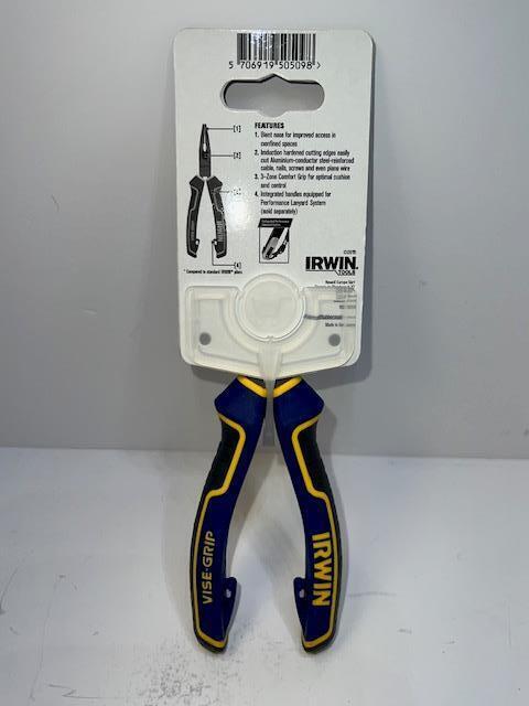 NEW Irwin Vise-Grip GERMANY 6-3/4" Bent NOSE Needle Nose Pliers Cuts PIANO wire