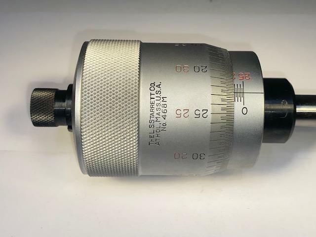 Pristine Starrett USA Super-Precision Micrometer Head. .002mm Grad, 25mm Range