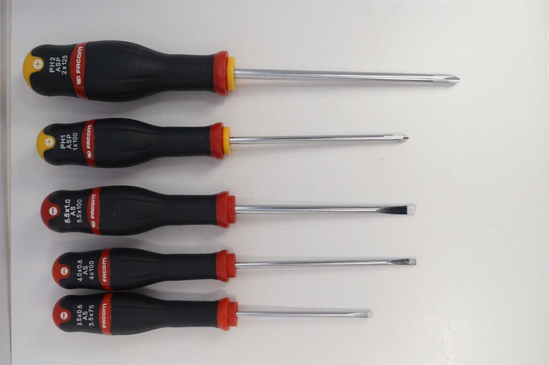 New Facom Professionel 5 Piece Screwdriver Set Philips + Slotted. Made in FRANCE