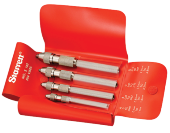 Starrett Pin Vise Set with Knurled Handles, 0-.187" (0-4.8mm) Range No. S162Z
