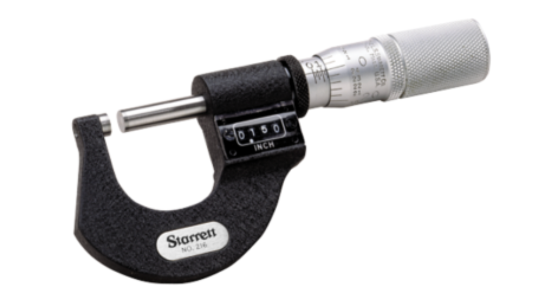 Starrett T216XFL-1 Digital Micrometer Friction Thimble, Carbide Anvil-Spindle, 0-1" Range, .0001" 