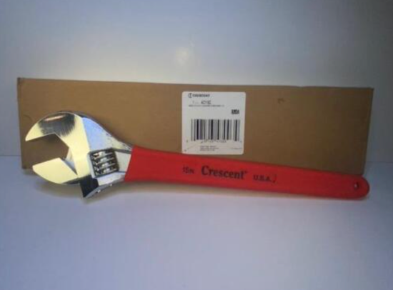 USA Made CRESCENT Chrome Cushion GRIP 15" Adjustable Wrench NEW OLD STOCK - Cardon Tools